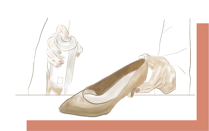 防水スプレーをかけるイラスト